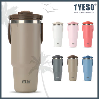 TYESO NEW CAP แก้วน้ำหูหิ้ว สแตนเลส 304 ขนาด 600-1200ml ฝาคลิกเปิดง่าย ถอดล้างได้ มีให้เลือก 9 สี