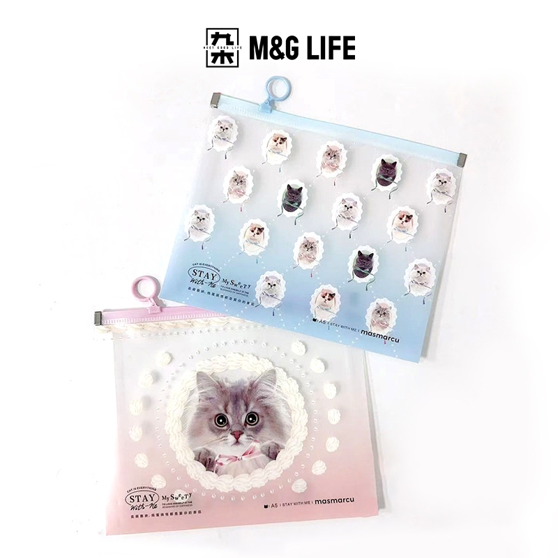 M&G LIFE x Masmarcu Cats Zippered Bag กระเป๋าซิป A5 กันน้ำและกันคราบ กระเป๋าเอกสาร