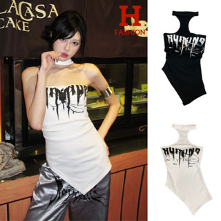 HOT พร้อมส่ง เสื้อเกาะอกคล้องคอ มินิมอลสไตล์ เท่ๆ สกีนลายตัว…