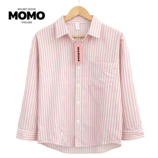 CICI_shop2 | เสื้อผู้หญิงลายทาง แขนยาว เสื้อเชิ้ต ทรง Oversize หลวมๆ พรางหุ่น #085