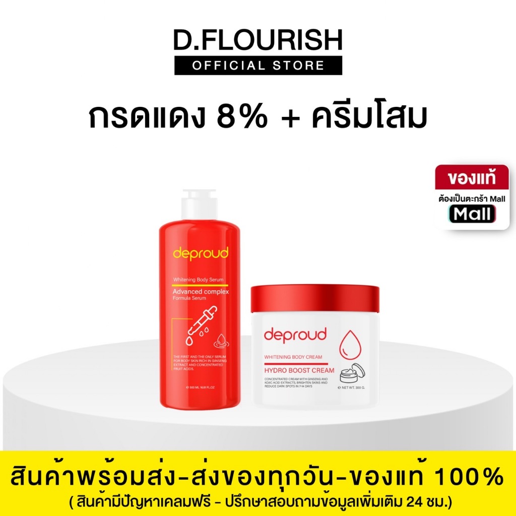 Deproud - ดีพราวด์ -โสมกรดดีพราวด์ โสมกรดแดง โสมฝาแดง AHA8 10% ขาวไว แบบไม่ต้องฉีด ดำแดด ดำกรรมพันธุ์ ลดรอยแตกลาย ของแท้