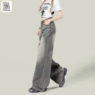 S-5XL【Vintage Classic】ไซส์ใหญ่ กางเกงยีนส์ผู้หญิงทรงตรงสีเทา - ใส่สบาย ใส่ได้ทุกวัน มีครบทุกขนาด