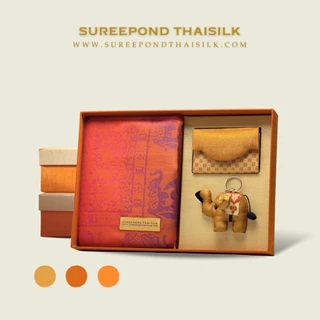 ❖ กล่องชุดของขวัญผ้าไหม ❖ [ SET ผ้าพันคอ ] Gift Set Premium