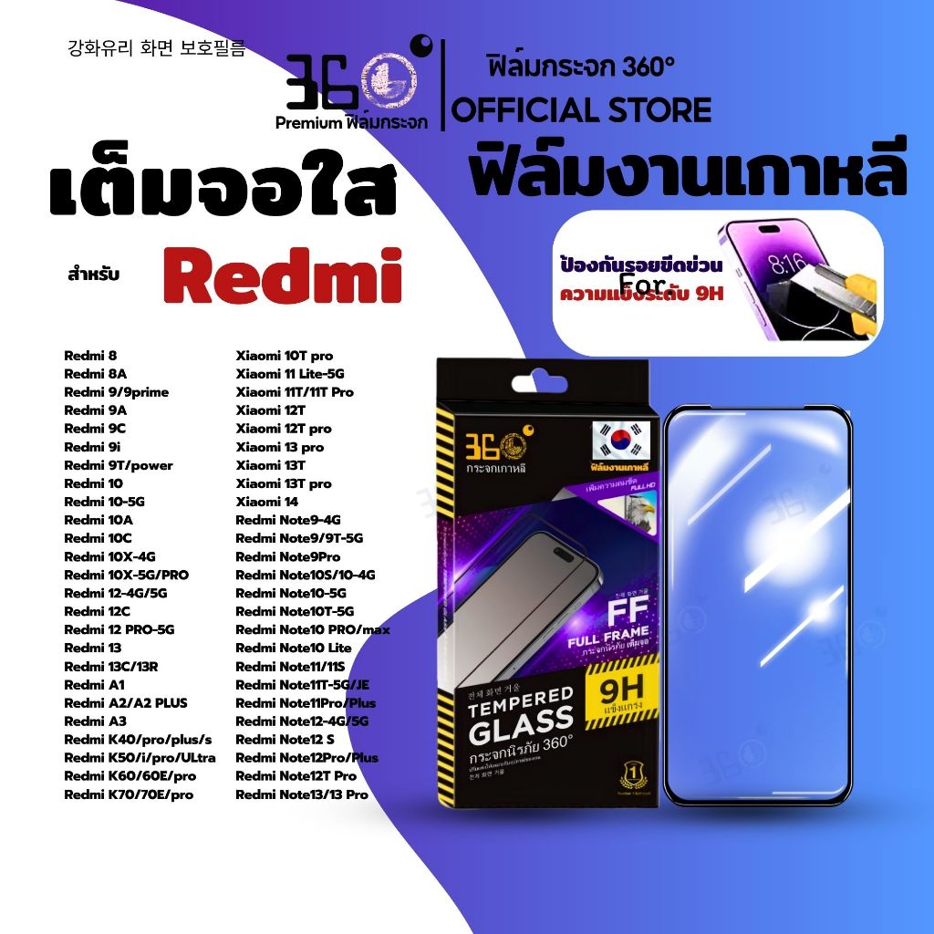 [🇰🇷360° เกาหลี]  ฟิล์มคริสตัล ฟิล์มใส ฟิล์มกระจก สำหรับ Redmi A17C 17T xiaomi17promax xiaomi15 note145g xiaomi17KTA