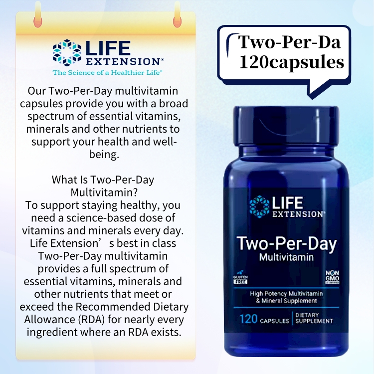 Life Extension Multivitamin Two per Day 120 Caps For Full-Body Nutrient Support