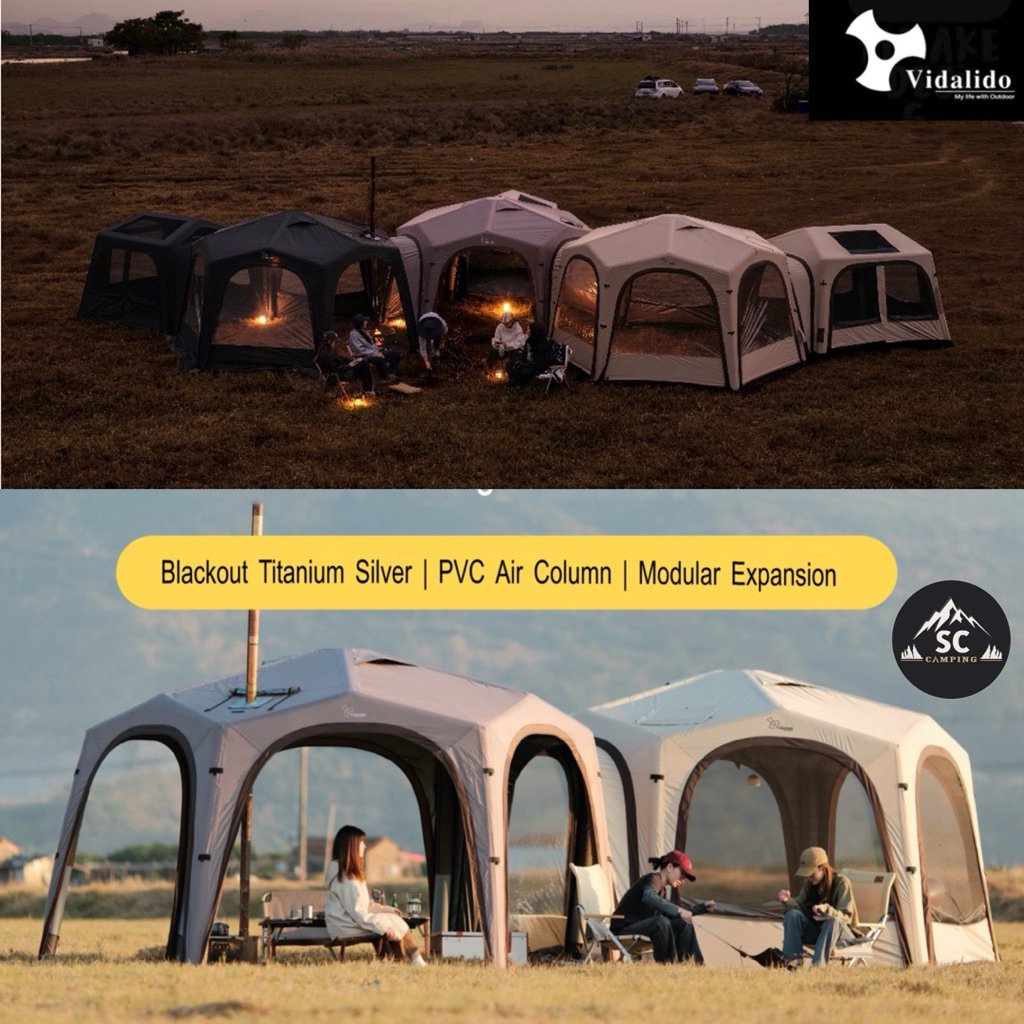 Vidalido Star Island Air Dome เต็นท์โดมเสาลม มาใหม่ ขนาด 4-8 คน สามารถต่อเสริมได้กับเต็นท์หลายรุ่น