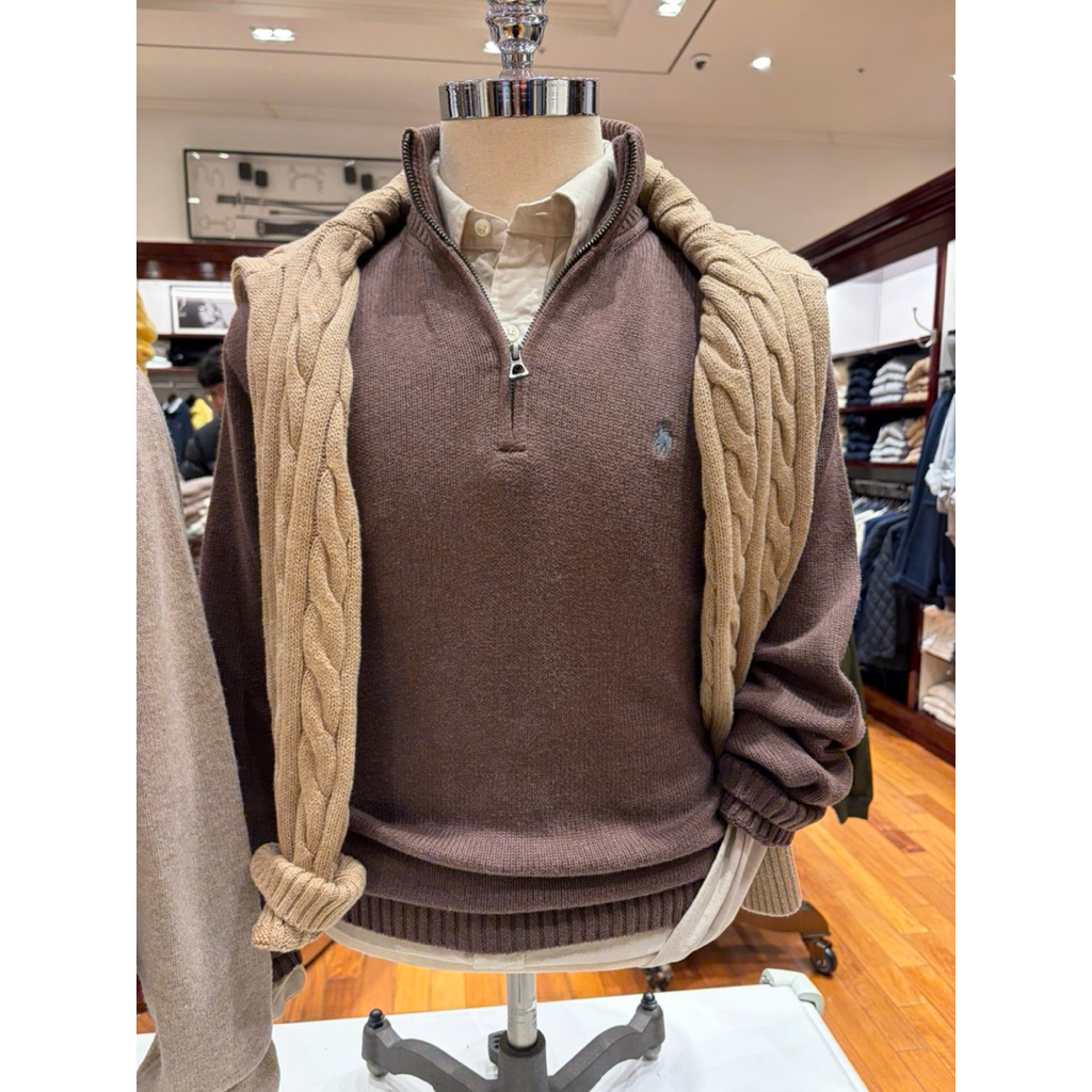 Polo Ralph Lauren Mesh-Knit Cotton Quarter-Zip Sweater