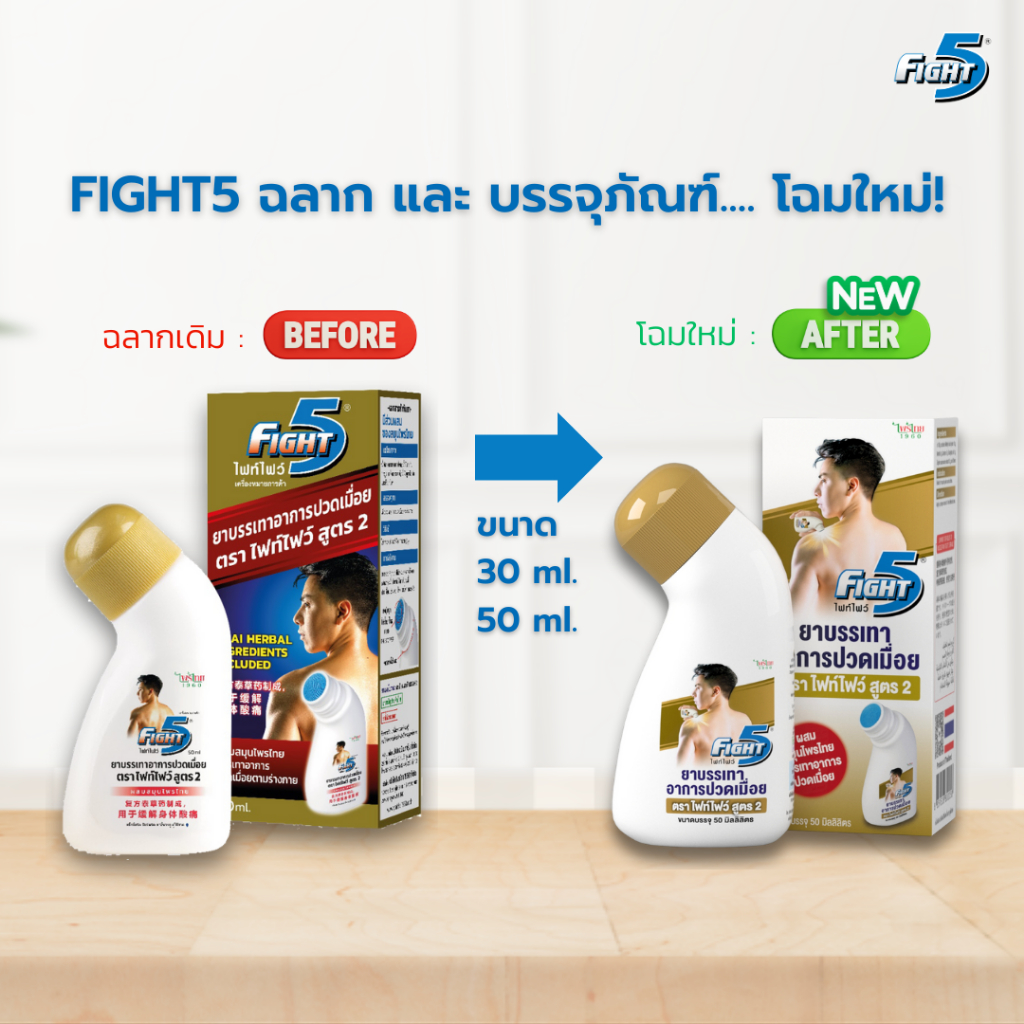 Fight5 (ไฟท์ไฟว์) - ยาทาแก้ปวด เมื่อย กล้ามเนื้อ ฟกช้ำ
