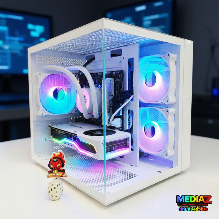 ส่งทันที  เคส mATX ARGB ทรงตู้ปลา สีขาว ประกันศูนย์ไทย MediaZShop Case sea view vikings 275