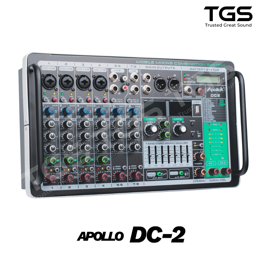 เพาเวอร์มิกเซอร์ APOLLO DC-2 มีแบตในตัว ต่อแบตรถได้