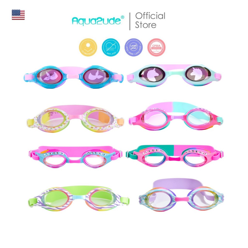 AQUA2UDE [NEW] Sparkly Classics แว่นตาว่ายน้ำเด็ก อัคควาทูด ยอดฮิตจากอเมริกา สำหรับเด็ก 3 ขวบขึ้นไป ใส่สบาย