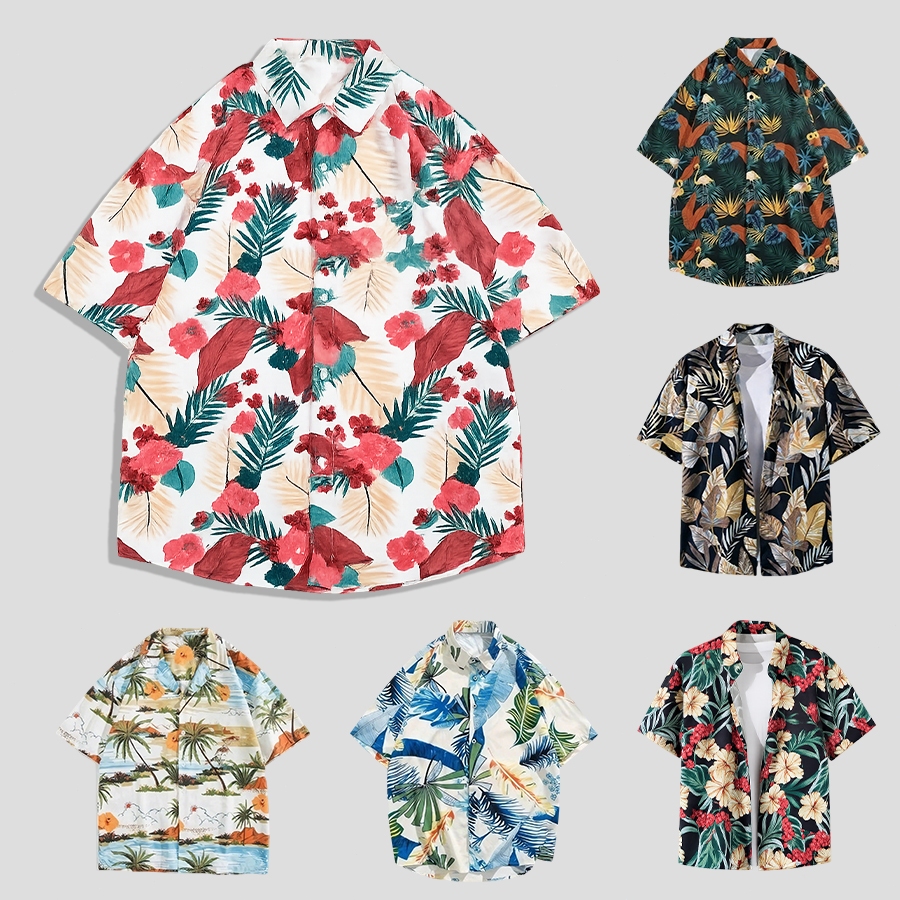 Chaistyle เสื้อเชิ้ตผู้ชาย ฤดูร้อนใหม่ ฮาวาย บีช บรีซ หลวมและระบายอากาศได้ สิ่งจำเป็นสำหรับวันหยุด Songkran shirt – โปรปัง