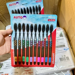 [ขายยกโหล12แผง] แปรงสีฟัน รุ่นขนแปรงชาร์โคล ขนนุ่ม ultra soft แผงละ10ด้าม (รวมได้120ด้าม)