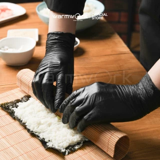(Amorแท้) ถุงมือสำหรับร้านกาแฟ Amor หนาพิเศษ แบบซอง ถุงมือทำอาหาร Food Grade ผลิตจากยางไนไตรสีดำ (10 ชิ้น/แพ็ค)