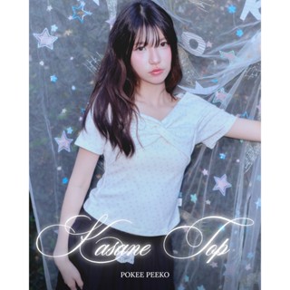 POKEE KASANE TOP เสื้อปาดไหล่ ลายดอกไม้!