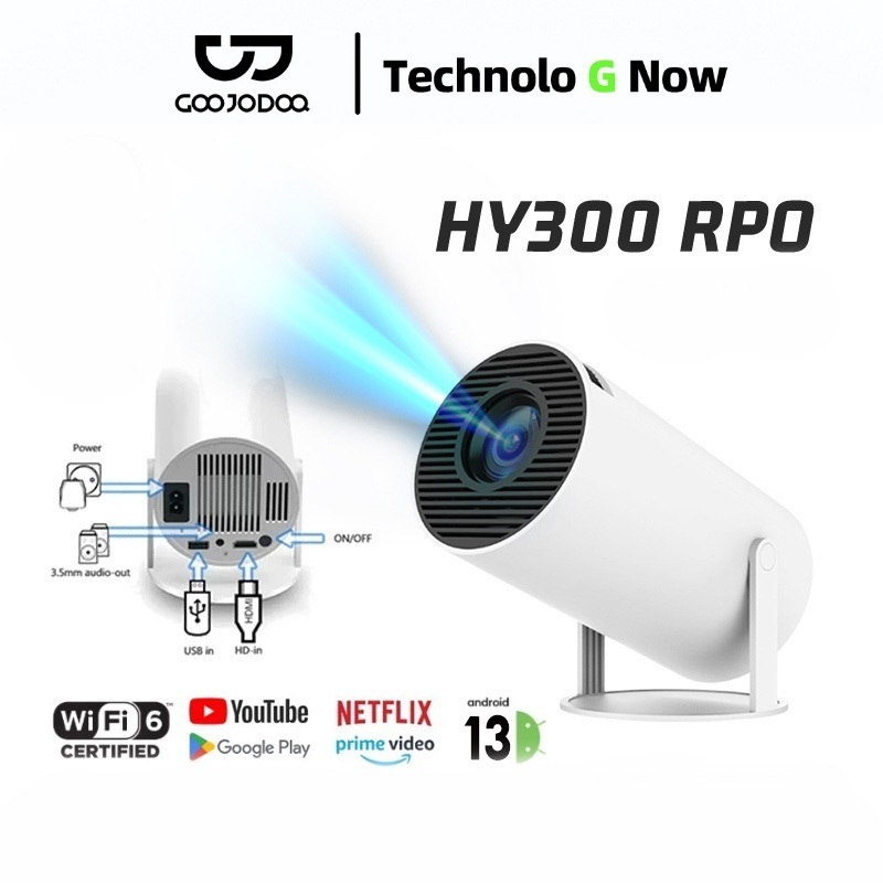 GOOJODOQ Hy300 Pro Ultra แบบพกพา โปรเจคเตอร 270° องศาจอแสดงผลหน ้ าจอขนาดใหญ จอพกพา Mini Projector
