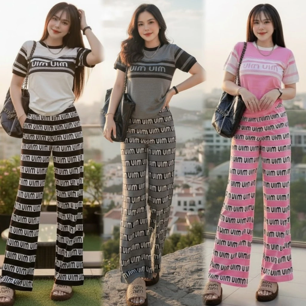 Mayura_Stores No.Set5252 ชุดเซ็ท2ชิ้น เสื้อแขนสั้น+กางเกงขายาวพิมพ์ลายU ชุดเซ็ท เสื้อผ้าแฟชั่น