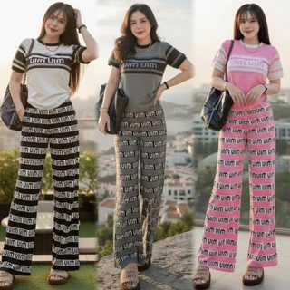 Mayura_Stores No.Set5252 ชุดเซ็ท2ชิ้น เสื้อแขนสั้น+กางเกงขายาวพิมพ์ลายU ชุดเซ็ท เสื้อผ้าแฟชั่น