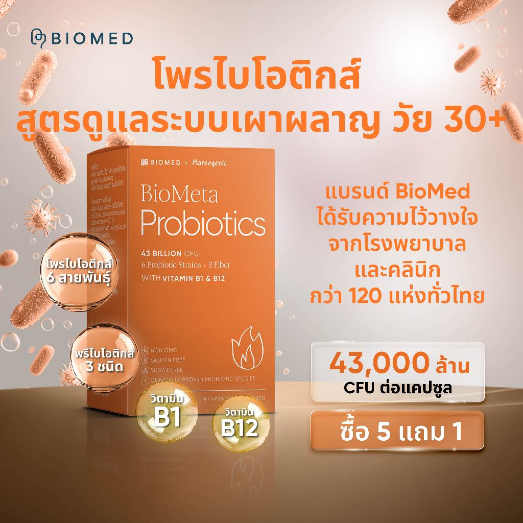 BioMeta แคปซูลโพรไบโอติกส์Medical Grade Probiotic by BioMed x Plantogenic โพรไบโอติก