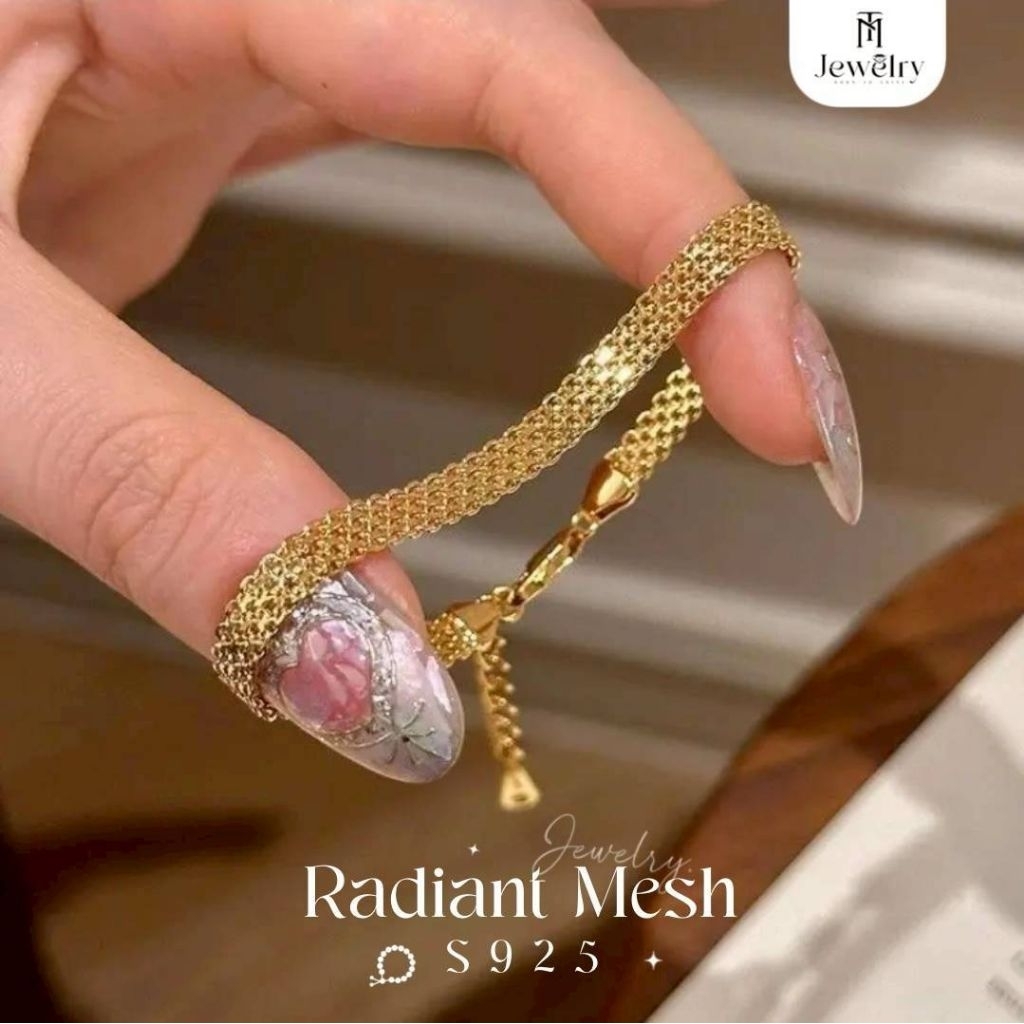 TM Jewelry✨ สร้อยข้อมือเงินแท้ 92.5% รุ่น Radiant Mesh ✨ สร้อยข้อมือแบบสายถักโซ่ กำไลข้อมือเงินแท้ ก