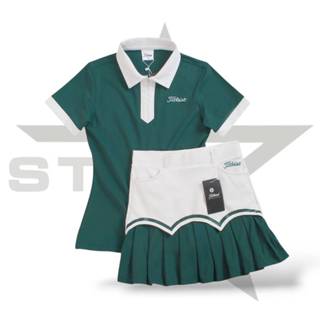 ชุดตีกอล์ฟผู้หญิงแขนสั้น สวยแท้ กระโปรงมีซับใน เนื้อผ้าใส่นุ…