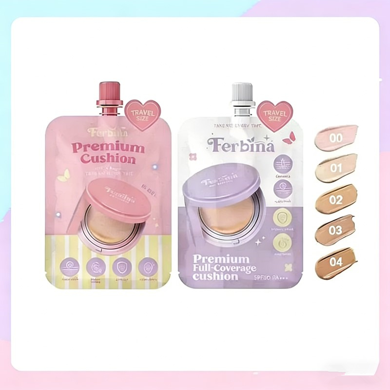 FERBINA Cushion Travel Size 5g เฟอบีน่า คุชชั่นแบบซอง (Premium/Full-Coverage)