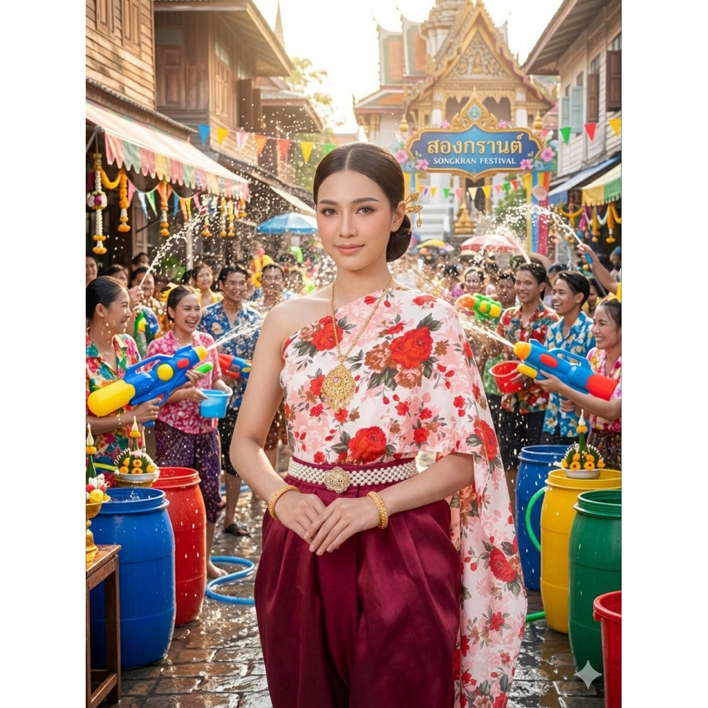 สไบลายดอก เย็บสำเร็จเกาะอก ยางยืด ฟรีไซส์ อก 32-42