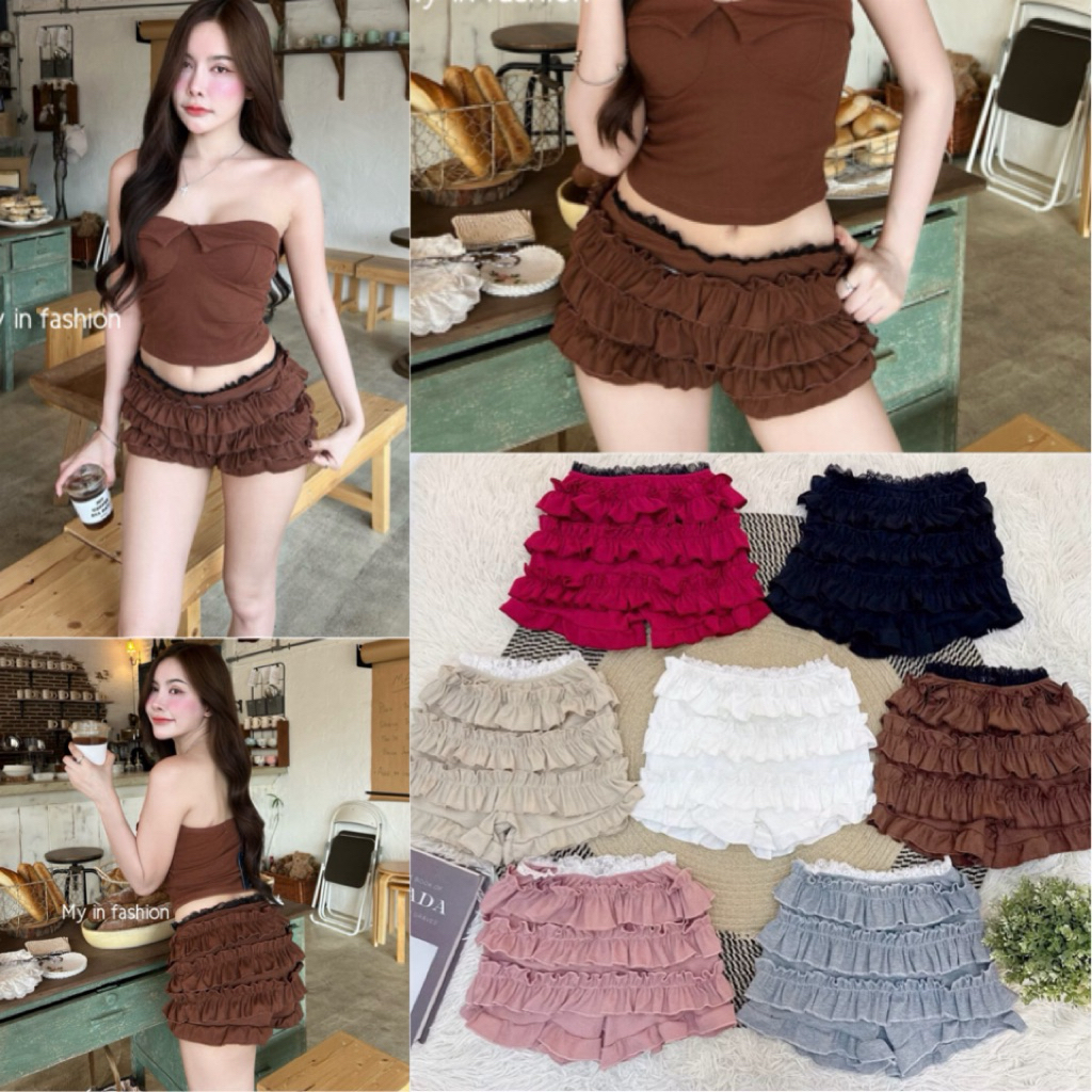 💕ShopBypuy💕กางเกงกระโปรงชั้นๆแต่งขอบลูกไม้💕My