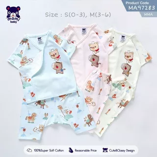 Mami Baby ชุดเด็กผ้าดูด เสื้อแขนสั้น+กางเกง ไซส์ 0-3M, 3-6M ผ้าคอตตอนนุ่มๆ (1 ชุด) | Babytrend