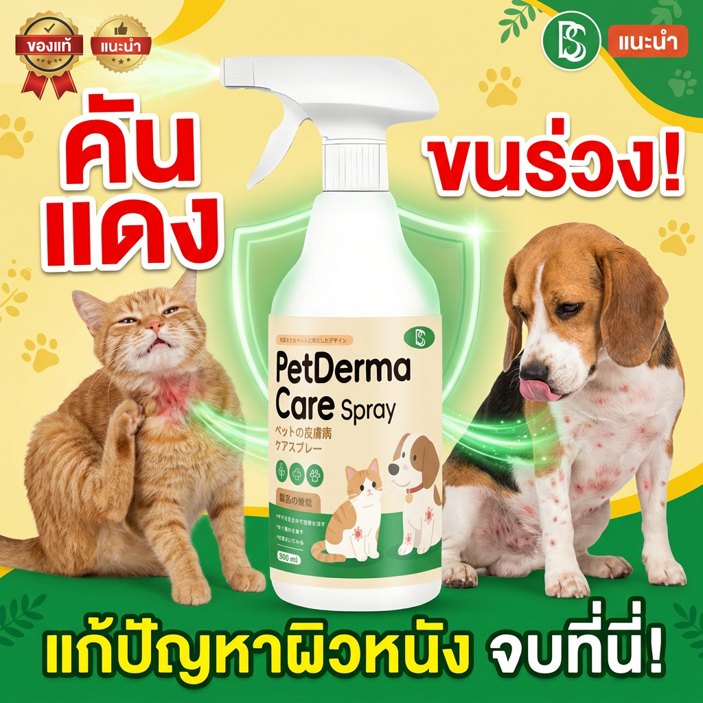ใช้ได้ทั้งสุนัขและแมว สูตรจากพืชธรรมชาติ TIA สเปรย์ผิวหนังสัตว์เลี้ยง เชื้อราแมว สเปรย์ขี้เรื้อน โรคผิวหนังสุนัข 500ml