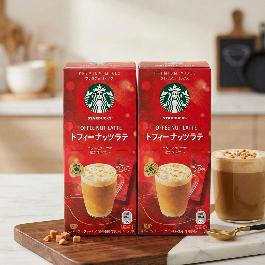 พร้อมส่งในไทย STARBUCKS TOFFEE NUT LATTE Limited คริสมาส ลาเต้ สำเร็จรูป 4 ซอง ในแพ็ค