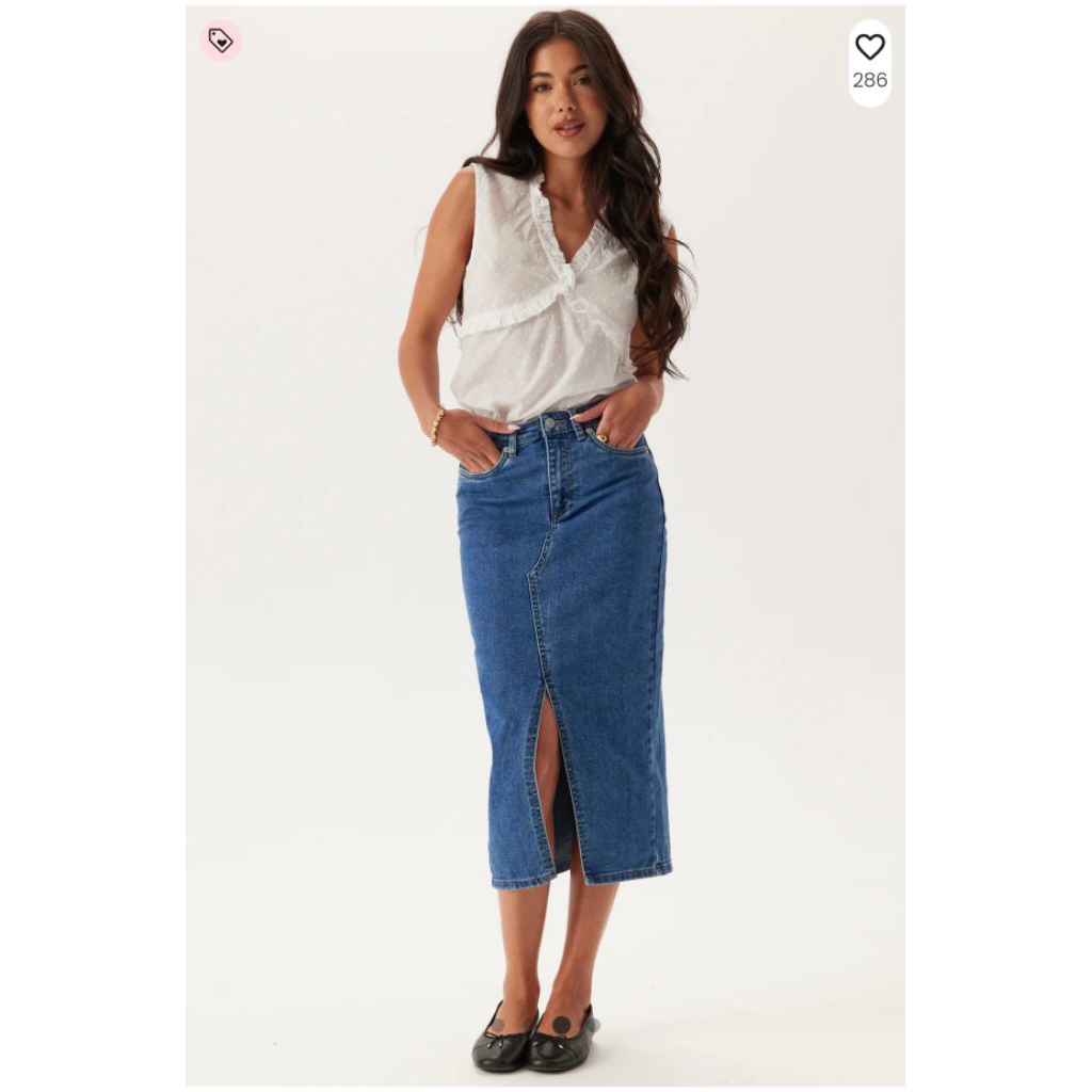 Only Skirt denim Casual skirts กระโปรงยาวทรงผ่าหน้า(สียีนส์เข้ม)งานใหม่
