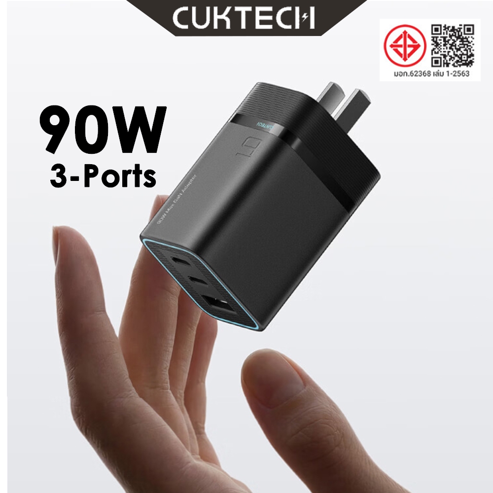 CUKTECH No.6 Mini ที่ชาร์จ GaN 90W/65W 3 พอร์ต 2C1A สำหรับโน้ตบุ๊คและสมาร์ทโฟน