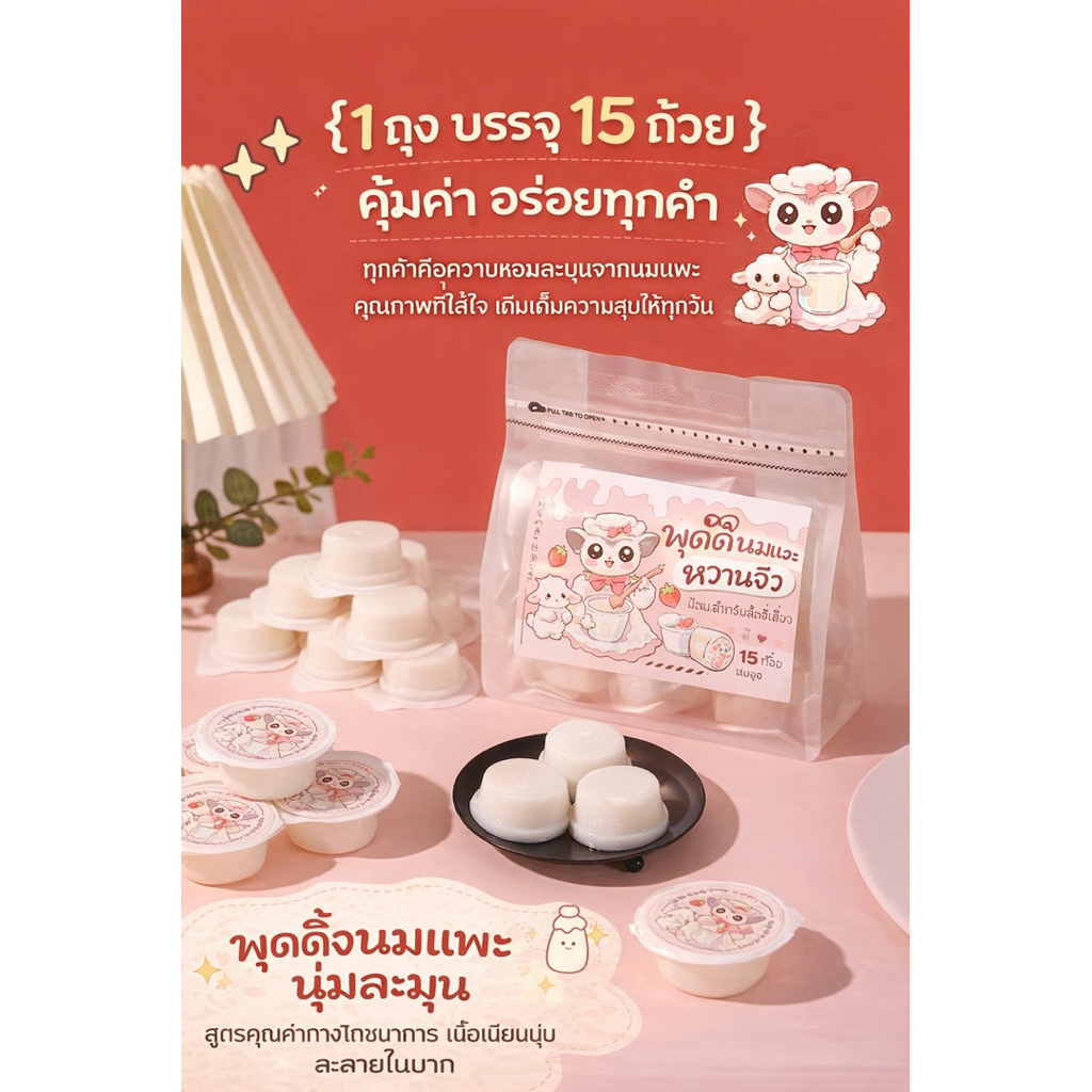[crazy pet shop]พุดดิ้งนมแพะ NuoNuo แพ็ค15ถ้วยสำหรับชูการ์แฮมสเตอร์