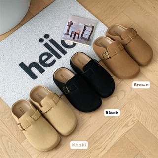 พร้อมส่งจากไทย【XY018】 รองเท้าแตะหัวโตกำมะหยี่ให้ลุคเท่ห์ดูแพ…