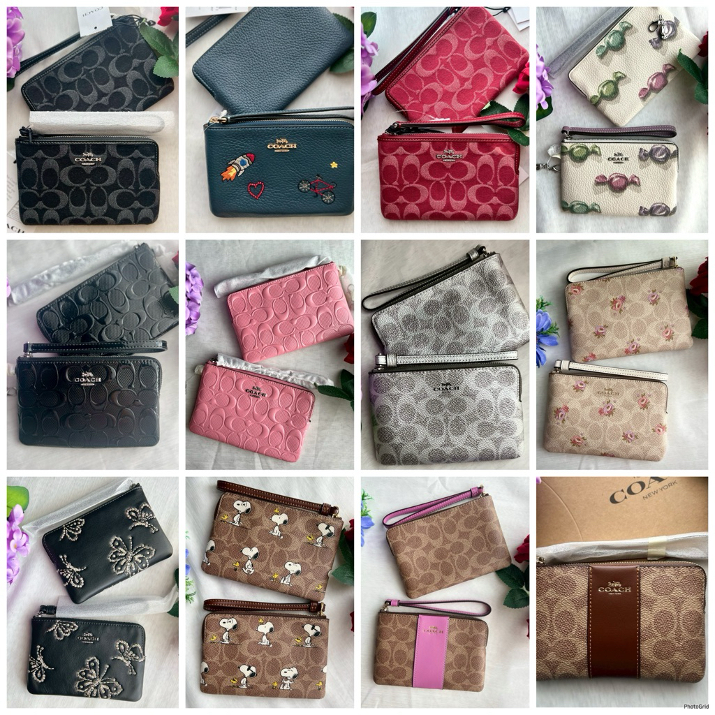 คล้องมือ  1S CORNER ZIP WRISTLET IN SIGNATURE LEATHER WITH HEART CHARM  CDF04 CW854