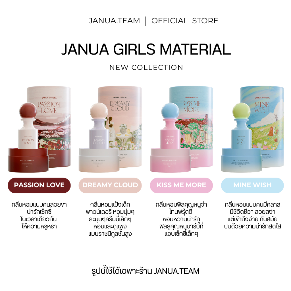 น้ำหอมแจนยัวร์คอลเลคชั่นใหม่ Janua Girls Materials (พร้อมส่ง + ของแท้)