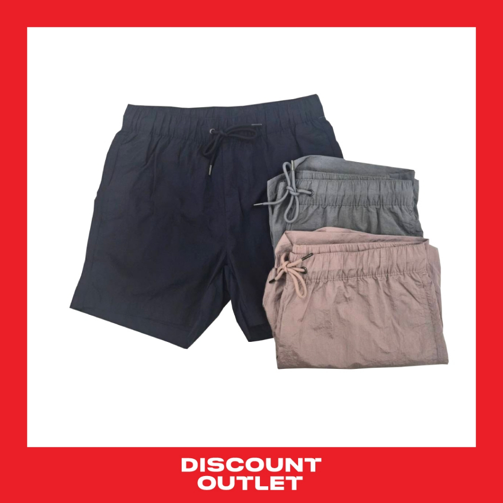 Discount Outlet กางเกงขาสั้น ผู้ชาย เอวยางยืด สีพื้น กางเกงว่ายน้ำ
