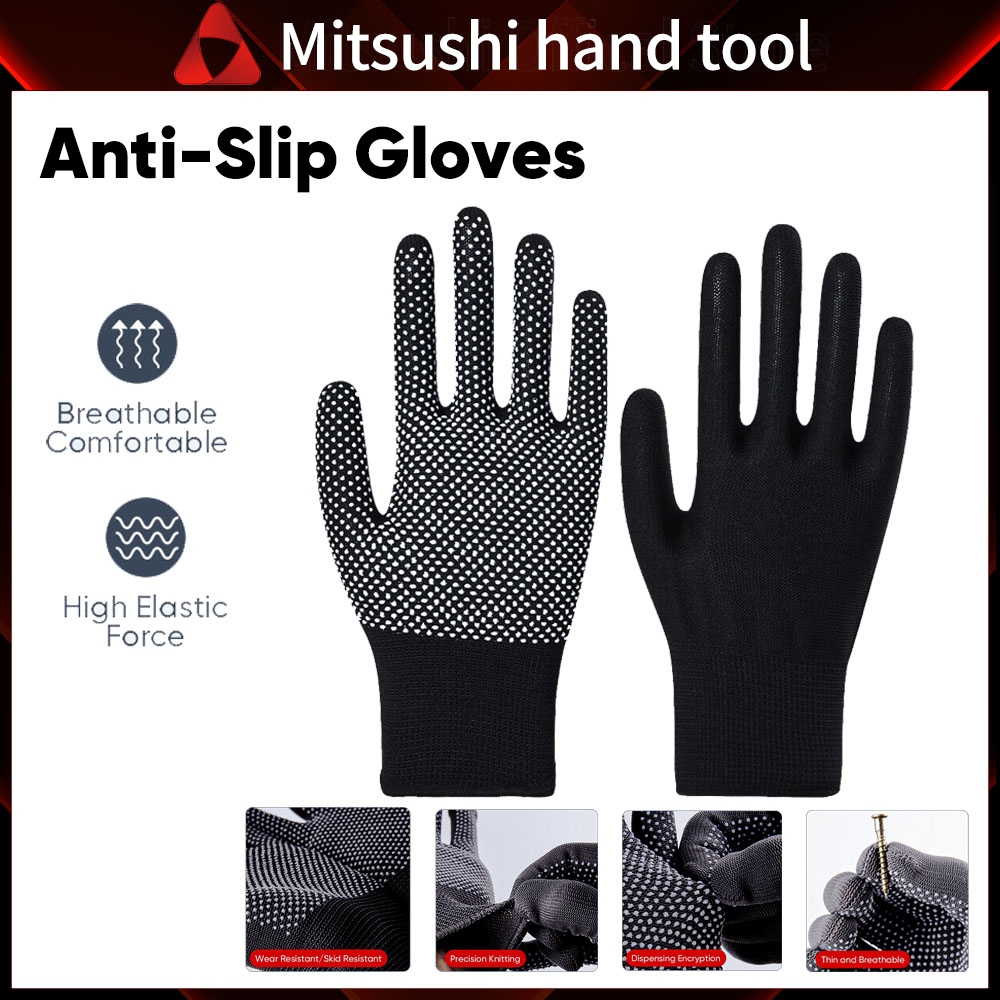 Mitsushi ถุงมือ 1/5ชิ้นถุงมือ กันแดด กันลื่น ลายจุด ระบายอากาศ ไถลถุงมือก่อสร้างความปลอดภัย ถุงมือขี่จักรยานกันแดด กีฬา