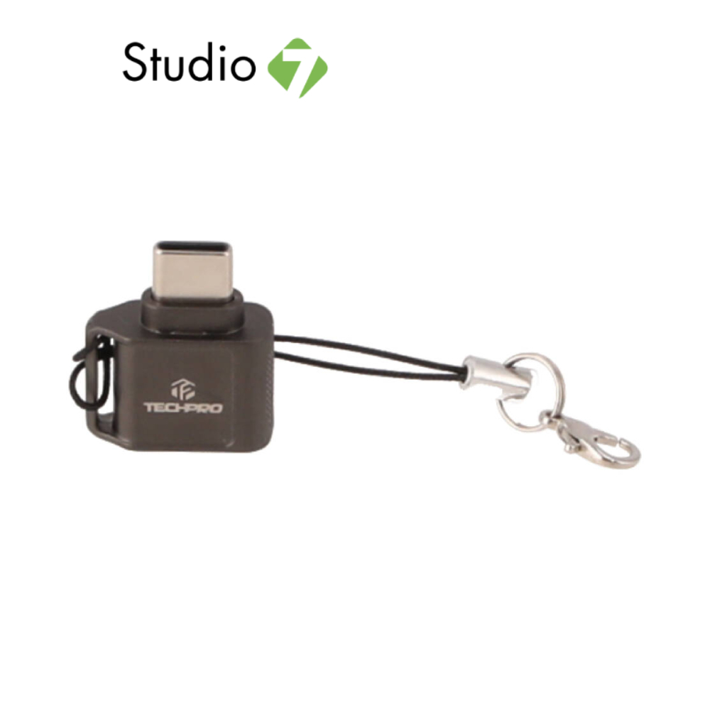 การ์ดรีดเดอร์ TECHPRO Vortex USB-C to TF/Micro SD with Zinc Alloy External Gunmetel Gray by Studio7