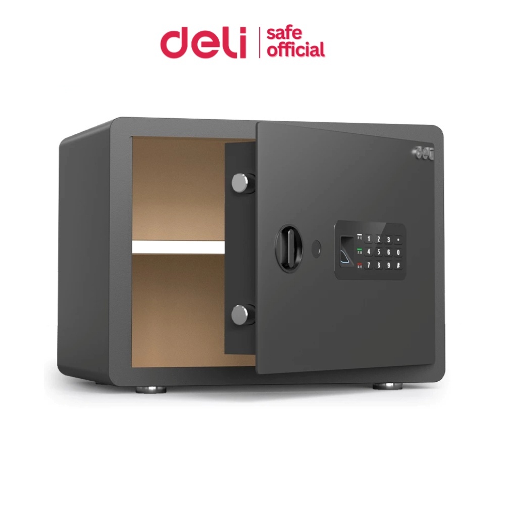 Deli ตู้เซฟระบบดิจิตอล ตู้เซฟ ระบบสแกนนิ้ว ล็อค3แบบสัญญาณเตือน กันขโมย 2ชั้น รับประกัน 1 ปี Safe Box