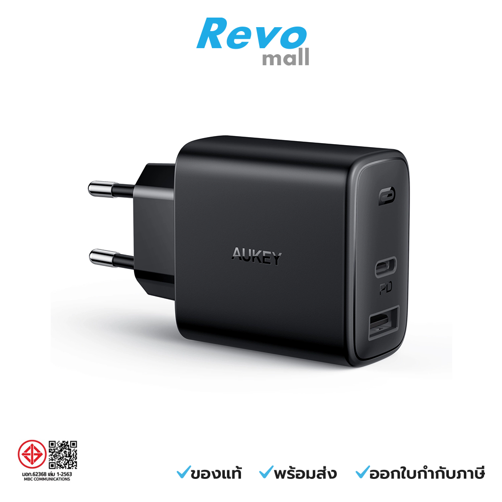 AUKEY หัวชาร์จเร็ว 32W 2 ช่อง สี Black รุ่น PA-F3S