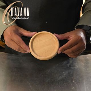 จานรองแก้วไม้ยางพาราทรงกลม ขนาด 4x4 นิ้ว K1505