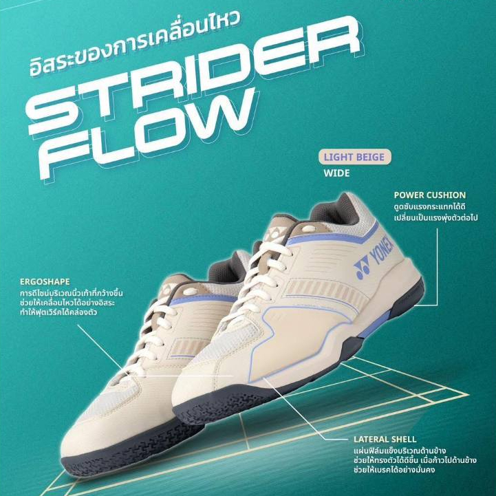 YONEX POWER CUSHION STRIDER FLOW WIDE (SHBSF1WEX) รองเท้าแบดมินตันช่วยให้การเคลื่อนไหวได้อย่างมั่นคง