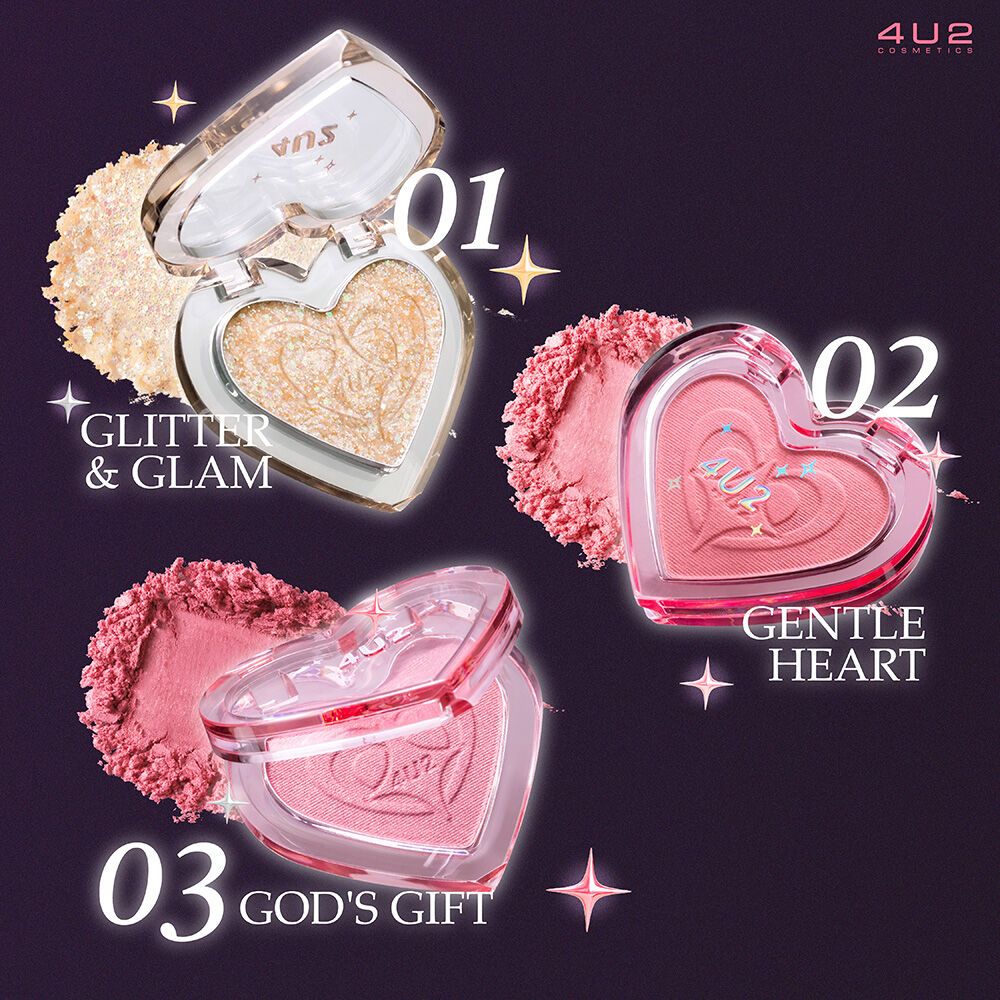 4U2 Heart Blush 3.4g #01 Glitter & Glam
