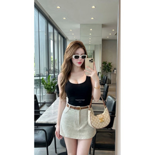 Phapassz - Set3ชิ้น บอดี้สูทดำมาพร้อมกระโปรงกางเกง เนื้อพรีเ…