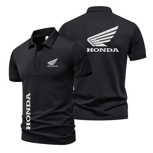 เสื้อโปโลแขนสั้น H Racing สำหรับผู้ชายและผู้หญิง เสื้อผ้าสไตล์มอเตอร์ไซค์ ลำลอง มีสินค้าพร้อมส่ง