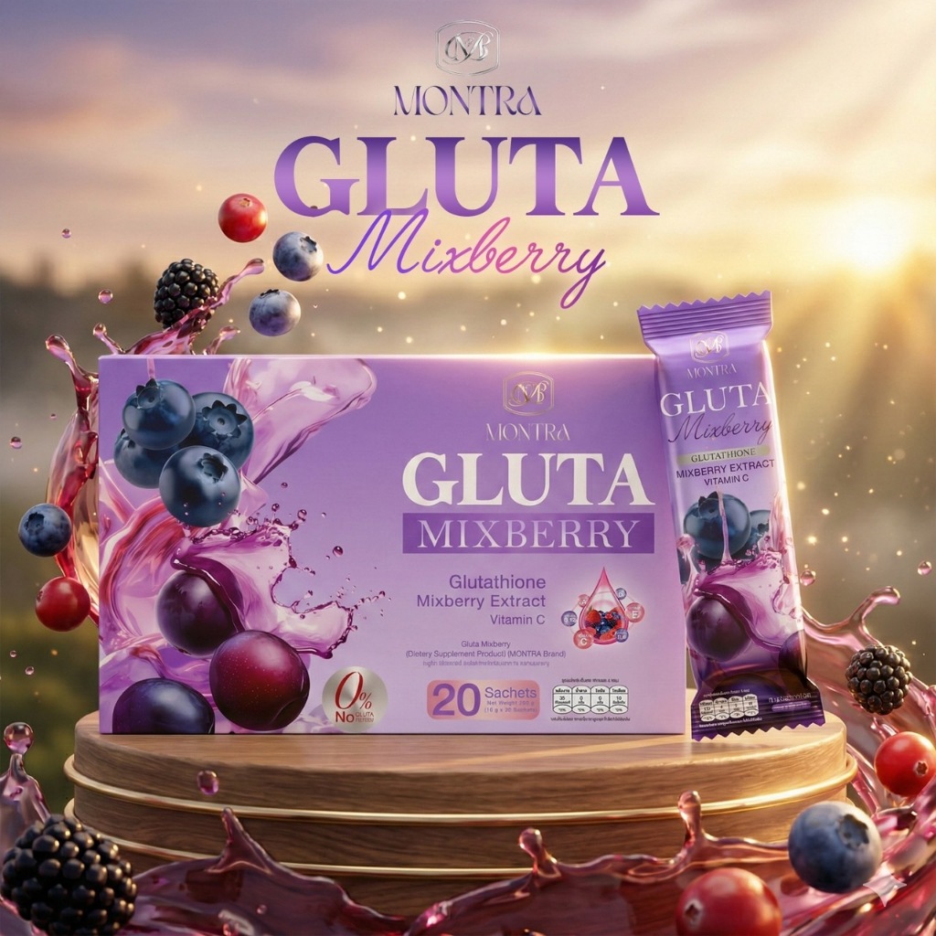 กลูต้ามนตรา มิกซ์เบอรี่ (กลูต้าดริปผิว) MONTRA GLUTA MIXBERRY