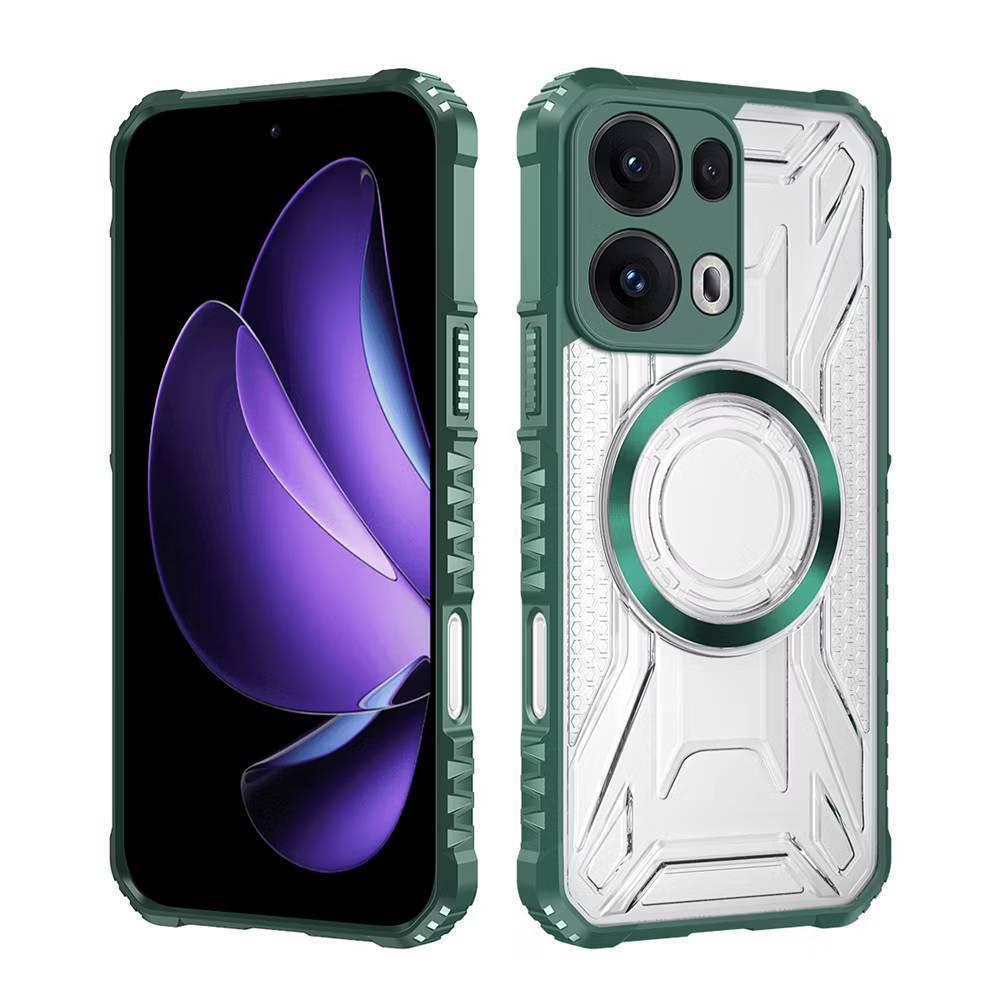 เคสแม่เหล็กขอบสี สำหรับ OPPO Reno14 15Pro 15Promax A3 A3X A5i A6Pro เคสกันกล้อง มีมุมกันกระแทก ขอบสีหลังใส สวยหรู K01