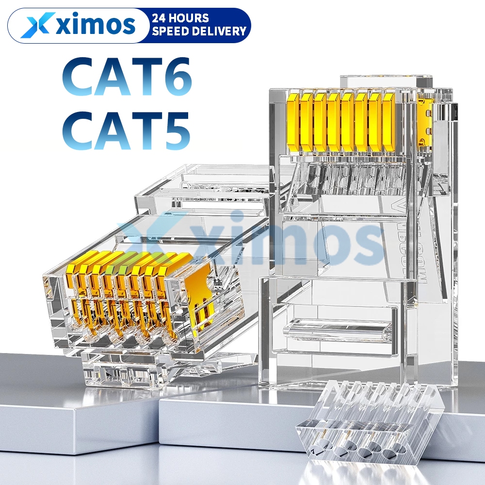 หัวแลน RJ45 AMP CAT5 CAT6 คุณภาพสูง 1/100ชิ้น ทนทาน ใช้งานบ้าน-ออฟฟิศ-กล้องวงจรปิด อุปกรณ์สายแลนครบชุด